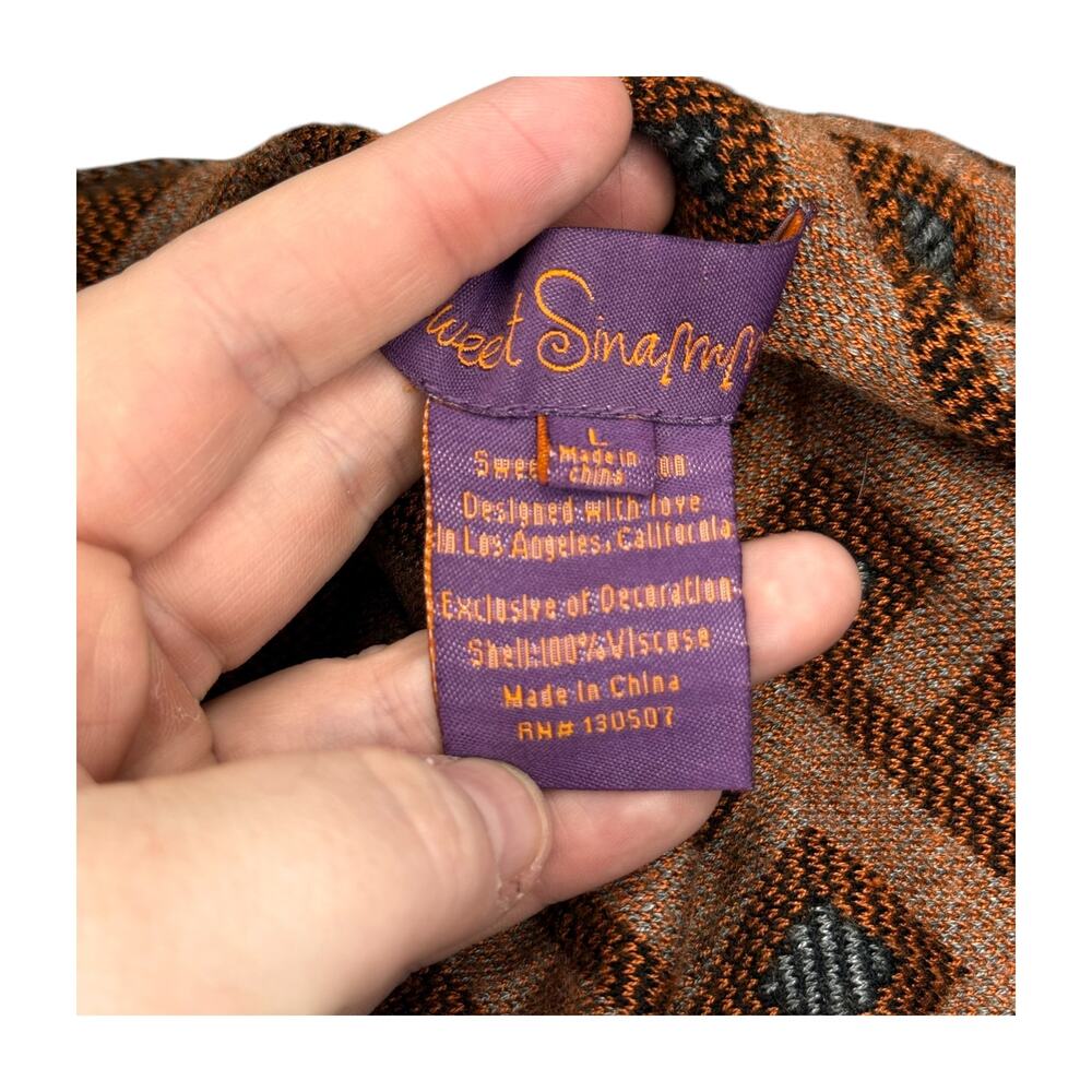 Sweet Sinnammon L Geometric Waterfall Open Cardigan Gray Orange - Picture 2 of 7